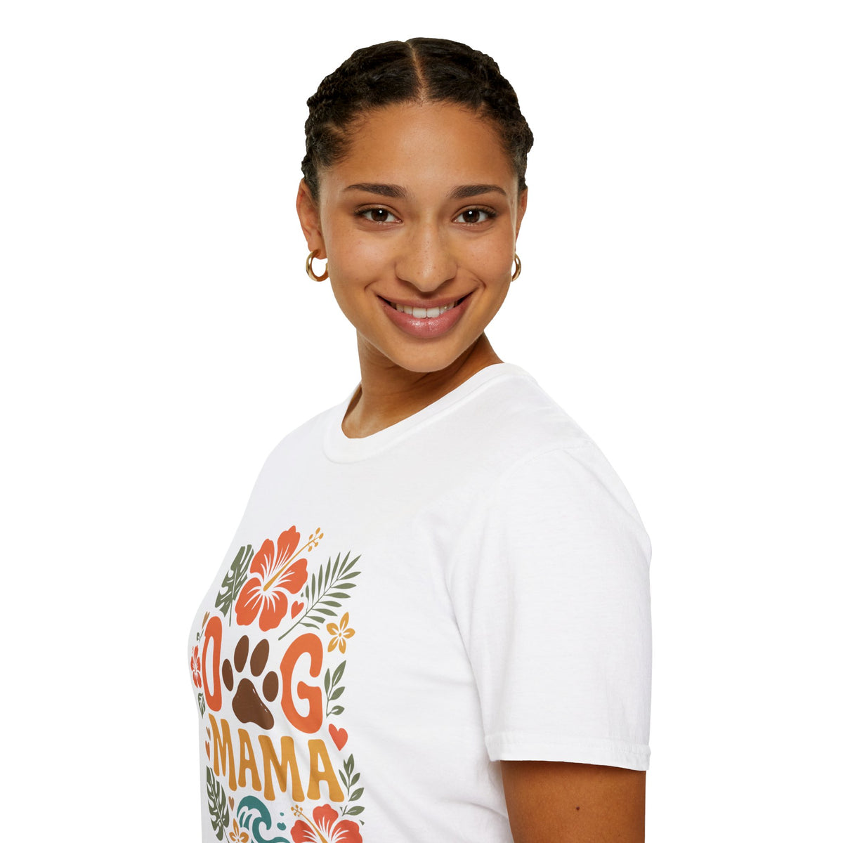 “DOG MAMA” Floral Paw Print Tropical Tee