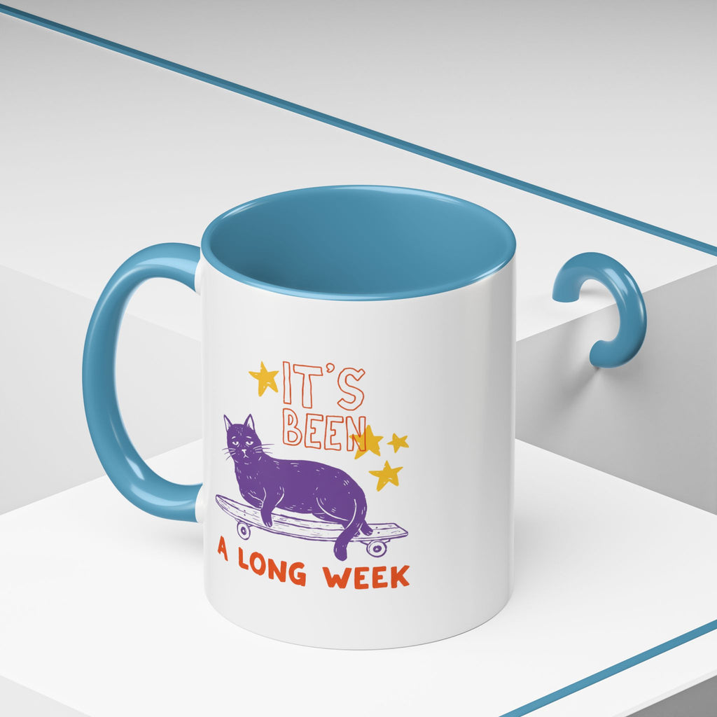 “It’s Been a Long Week” Cat on Skateboard Coffee Mug