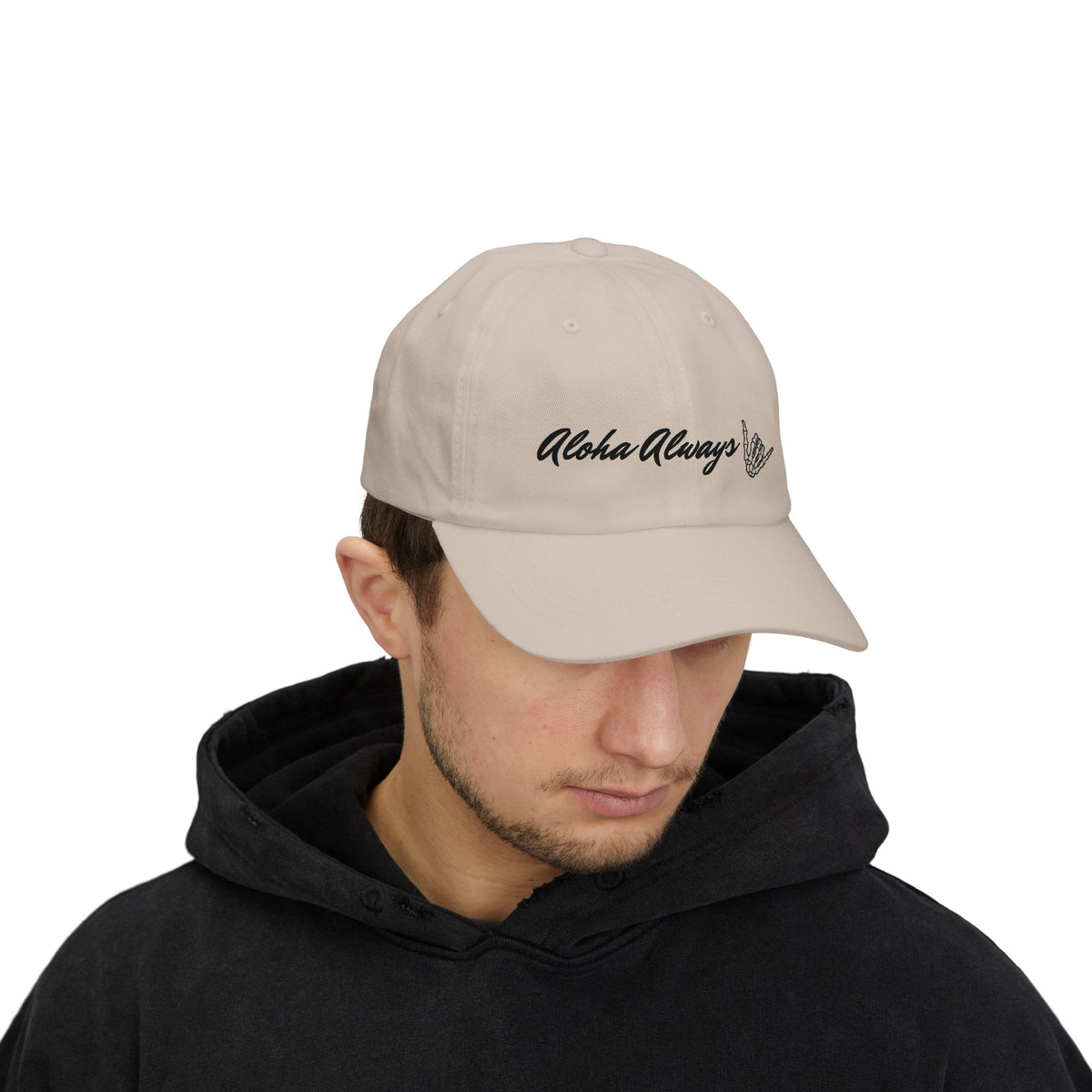 Aloha Always Dad Cap — Hawaiian Skeleton Shaka Hat