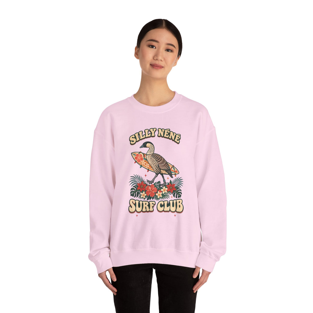 Silly Nēnē Surf Club Christmas Crewneck Sweatshirt – Hawaiian Goose Holiday Sweatshirt