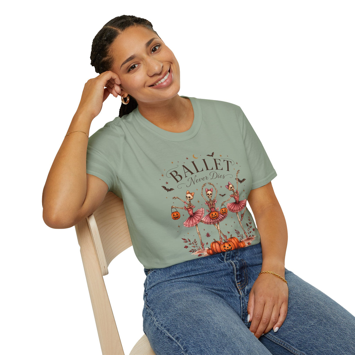 Ballet Never Dies T-Shirt | Halloween Skeleton Ballerina