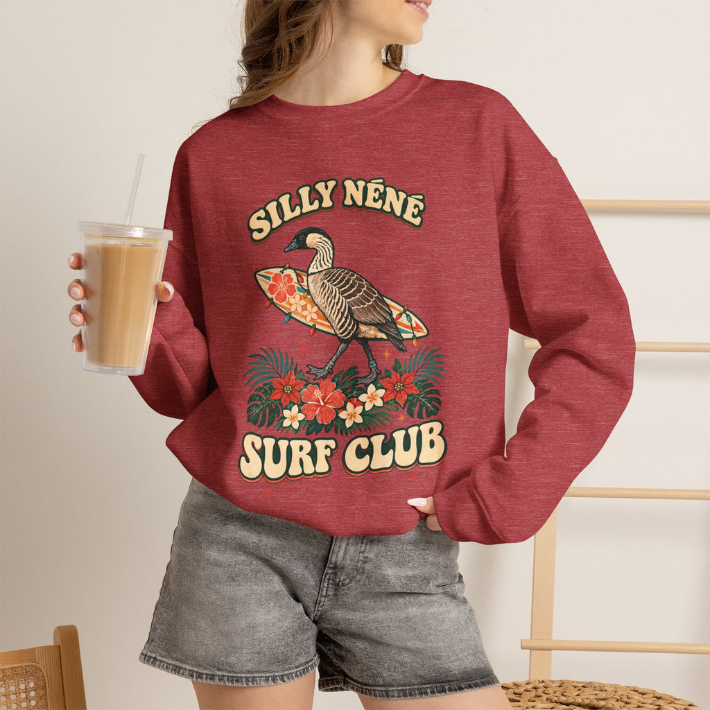 Silly Nēnē Surf Club Christmas Crewneck Sweatshirt – Hawaiian Goose Holiday Sweatshirt