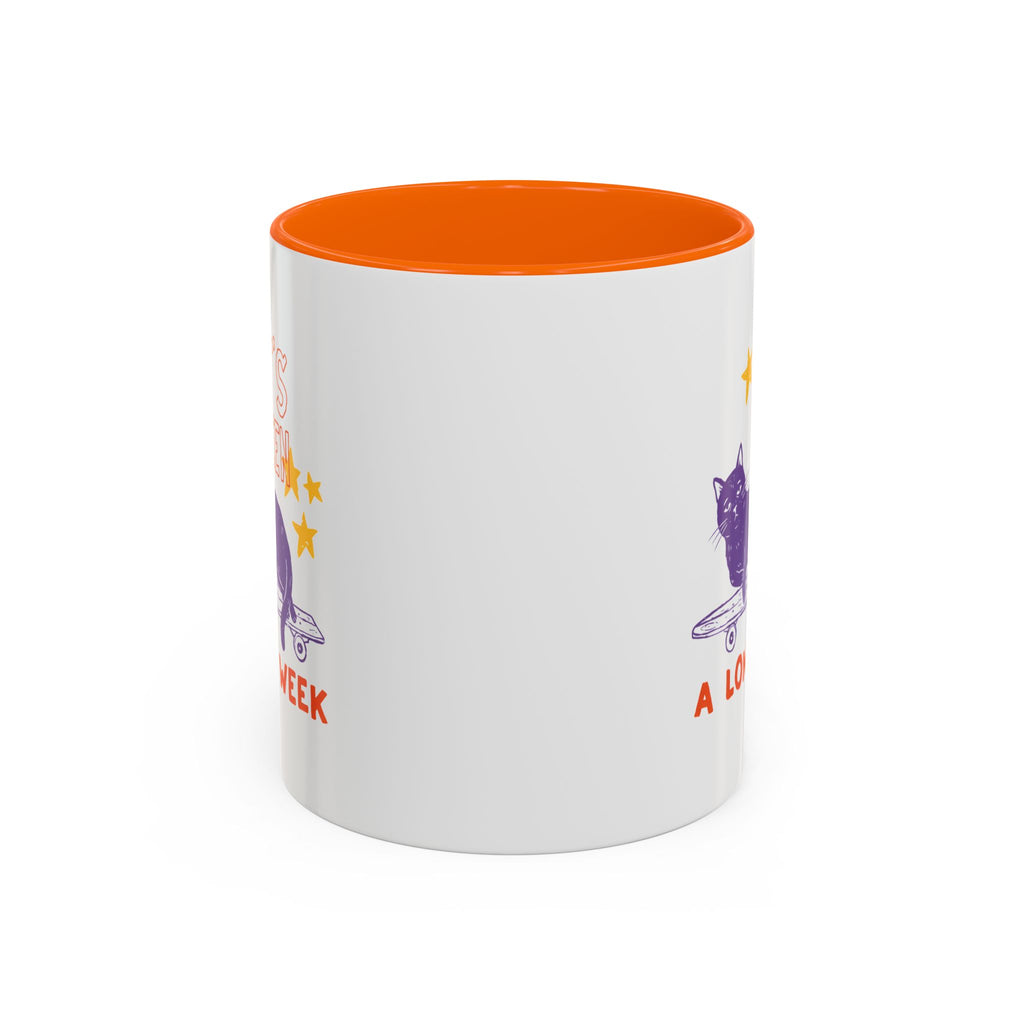 “It’s Been a Long Week” Cat on Skateboard Coffee Mug