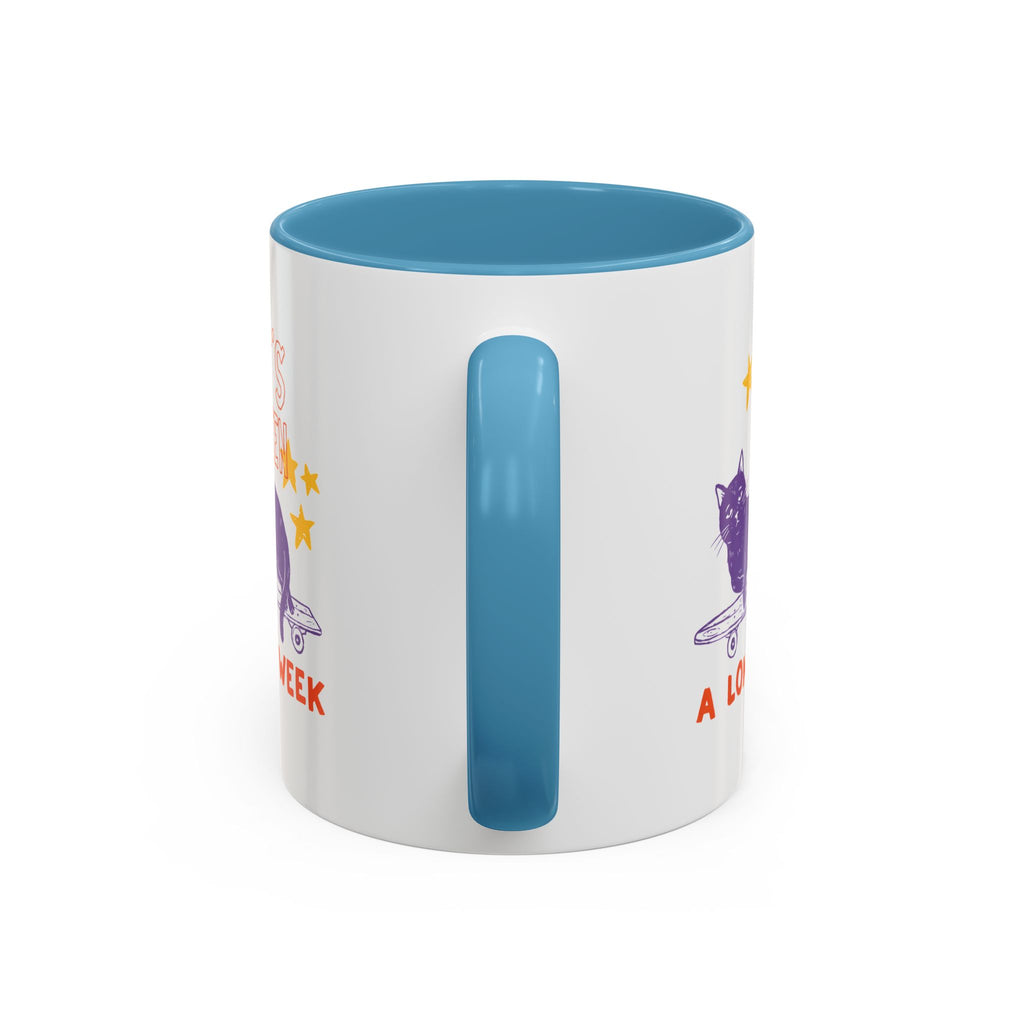 “It’s Been a Long Week” Cat on Skateboard Coffee Mug