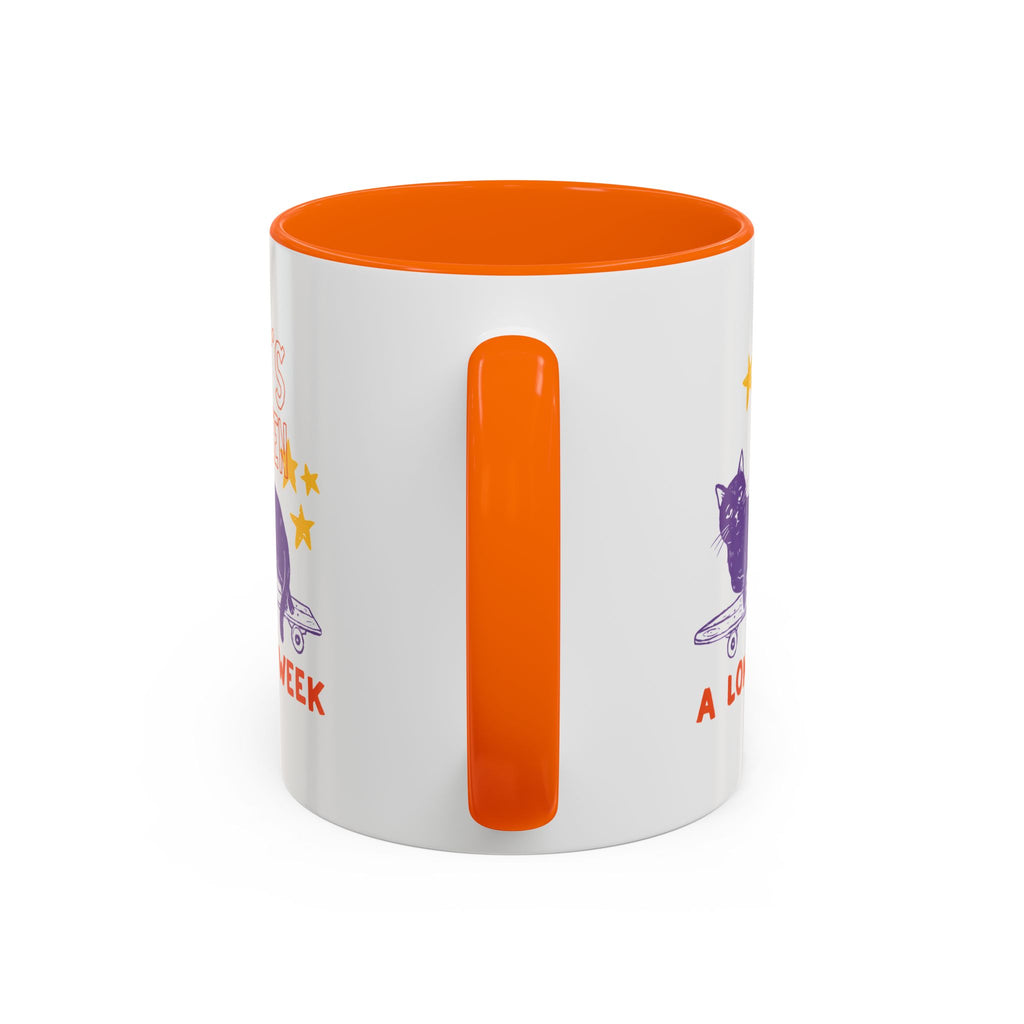 “It’s Been a Long Week” Cat on Skateboard Coffee Mug