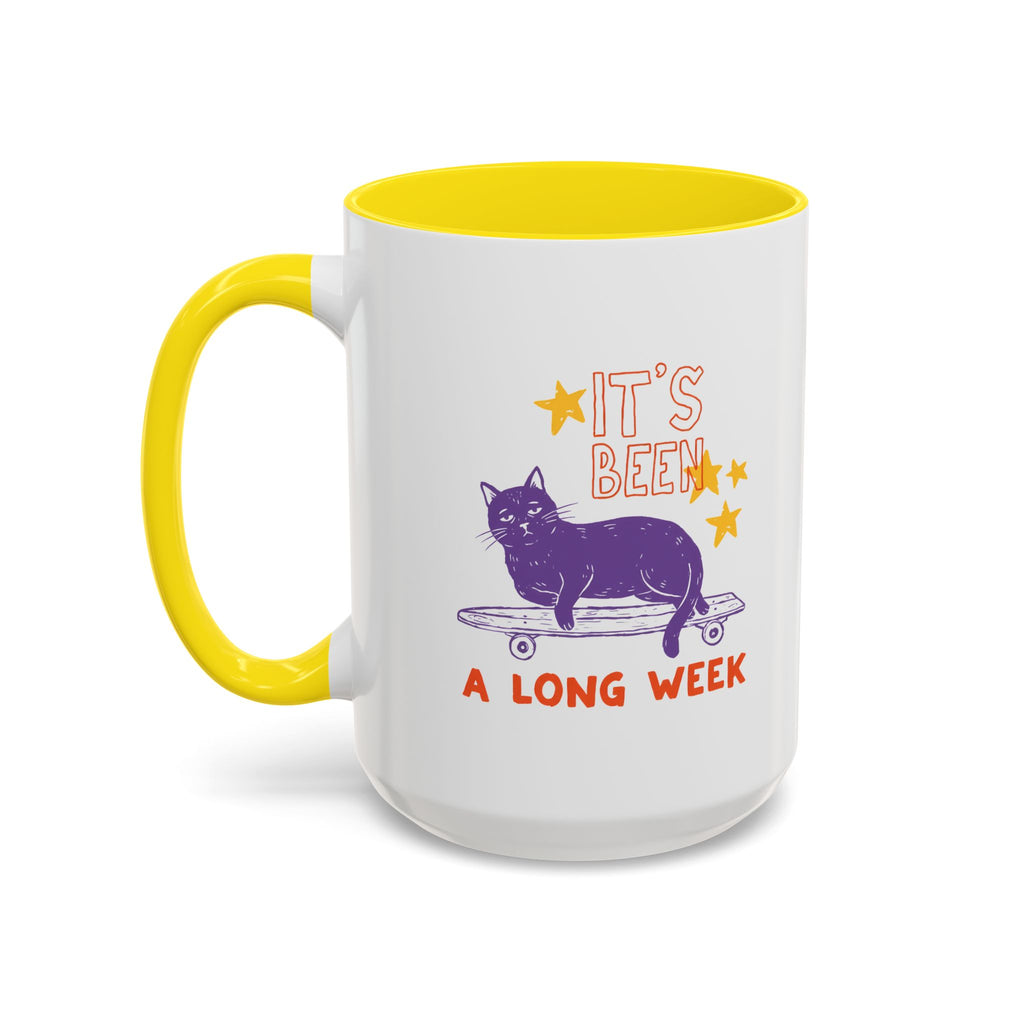 “It’s Been a Long Week” Cat on Skateboard Coffee Mug