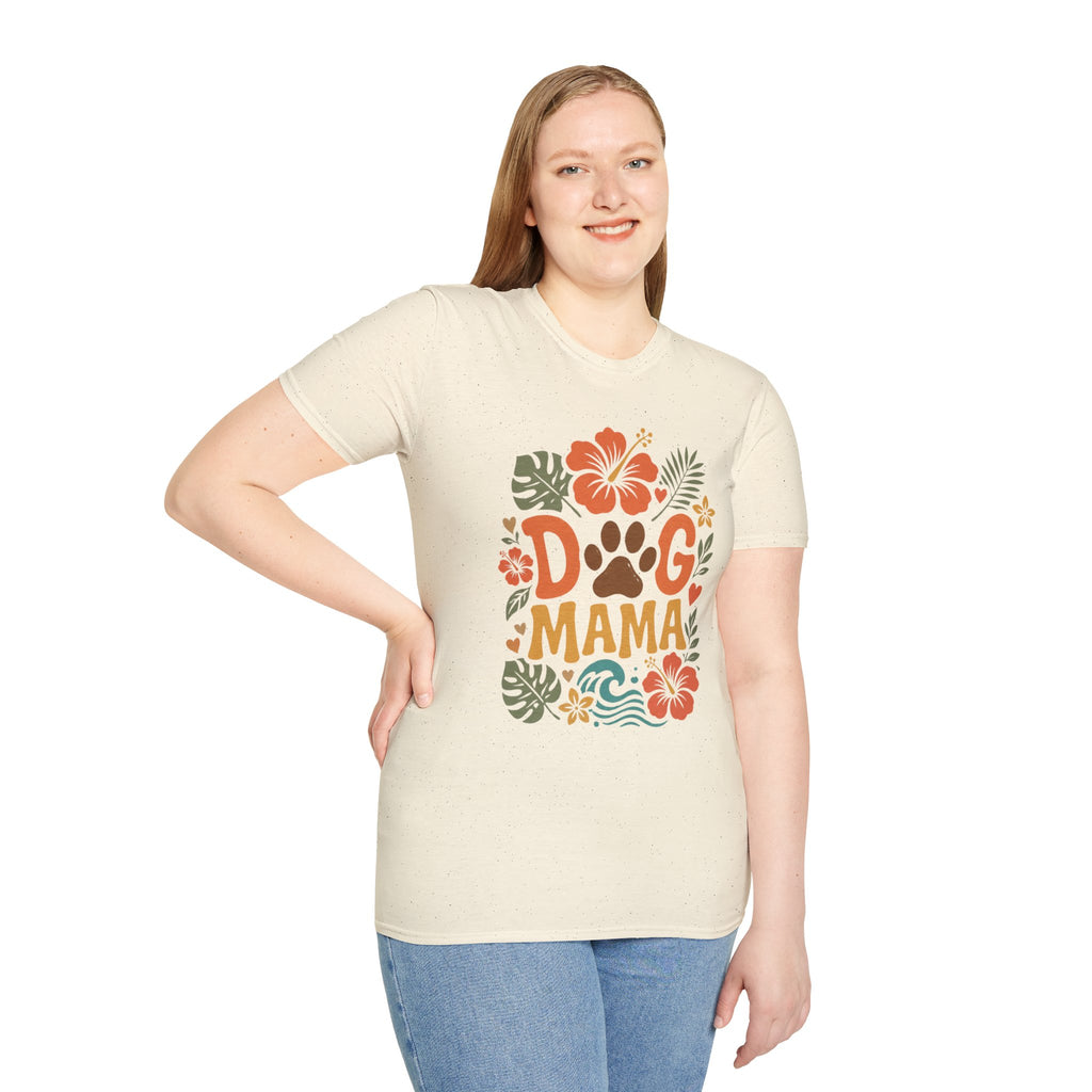 “DOG MAMA” Floral Paw Print Tropical Tee