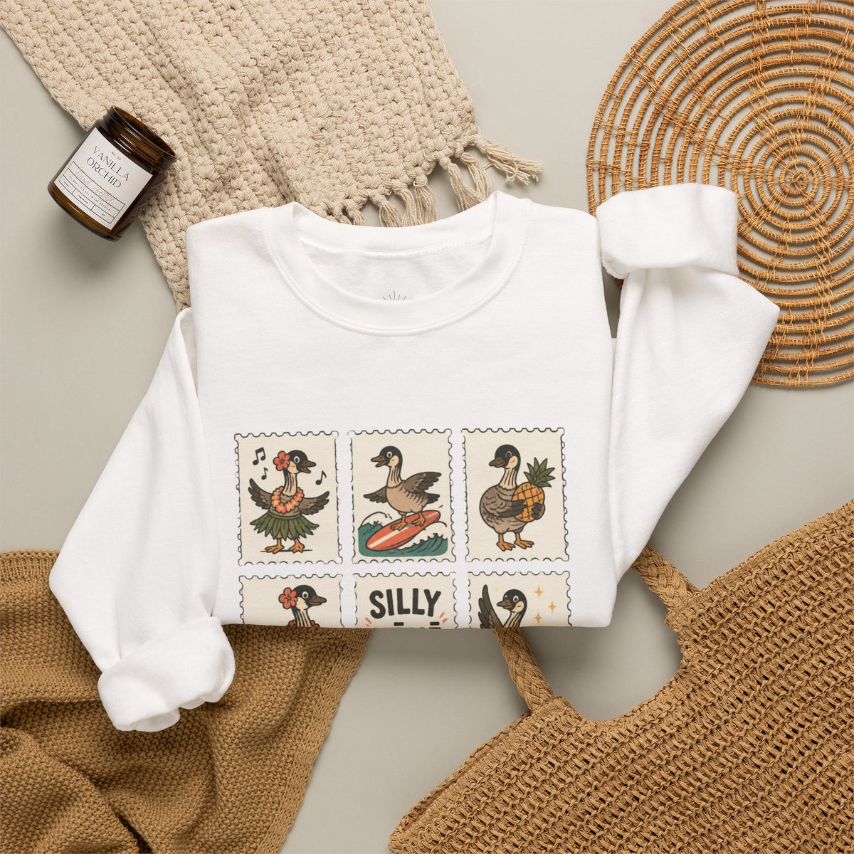 Silly Nēnē Goose Stamp Crewneck – Vintage Hawaiian