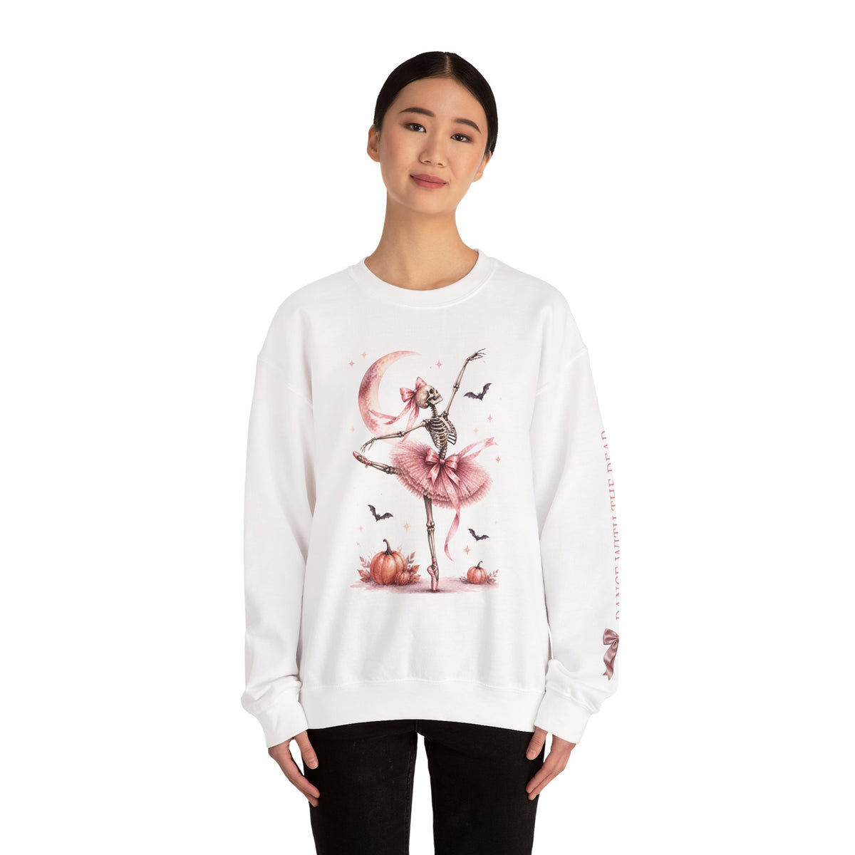 Skeleton Ballerina Ballet Dancer Sweatshirt | Halloween Pumpkin Moon