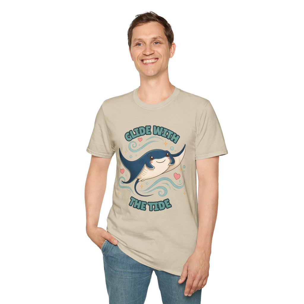 Manta Ray T-Shirt, Glide With the Tide Ocean Graphic