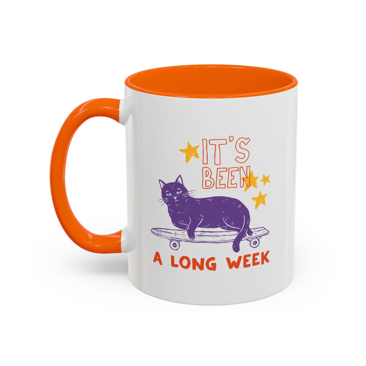 “It’s Been a Long Week” Cat on Skateboard Coffee Mug