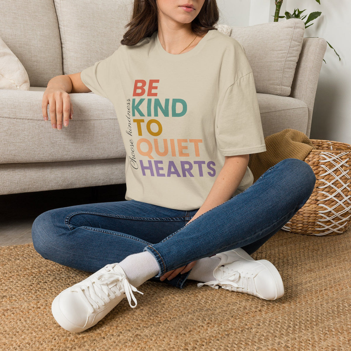 Be Kind To Quiet Hearts Cotton T-Shirt | Kindness Typography