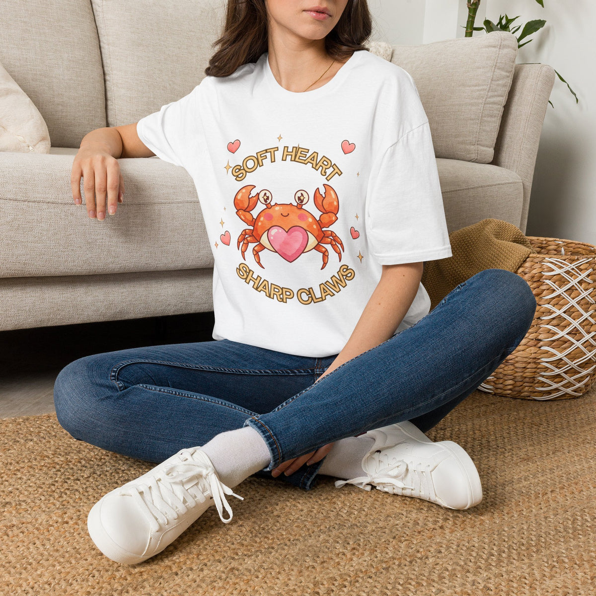 Soft Heart Sharp Claws Cute Crab T-Shirt, Ocean Graphic