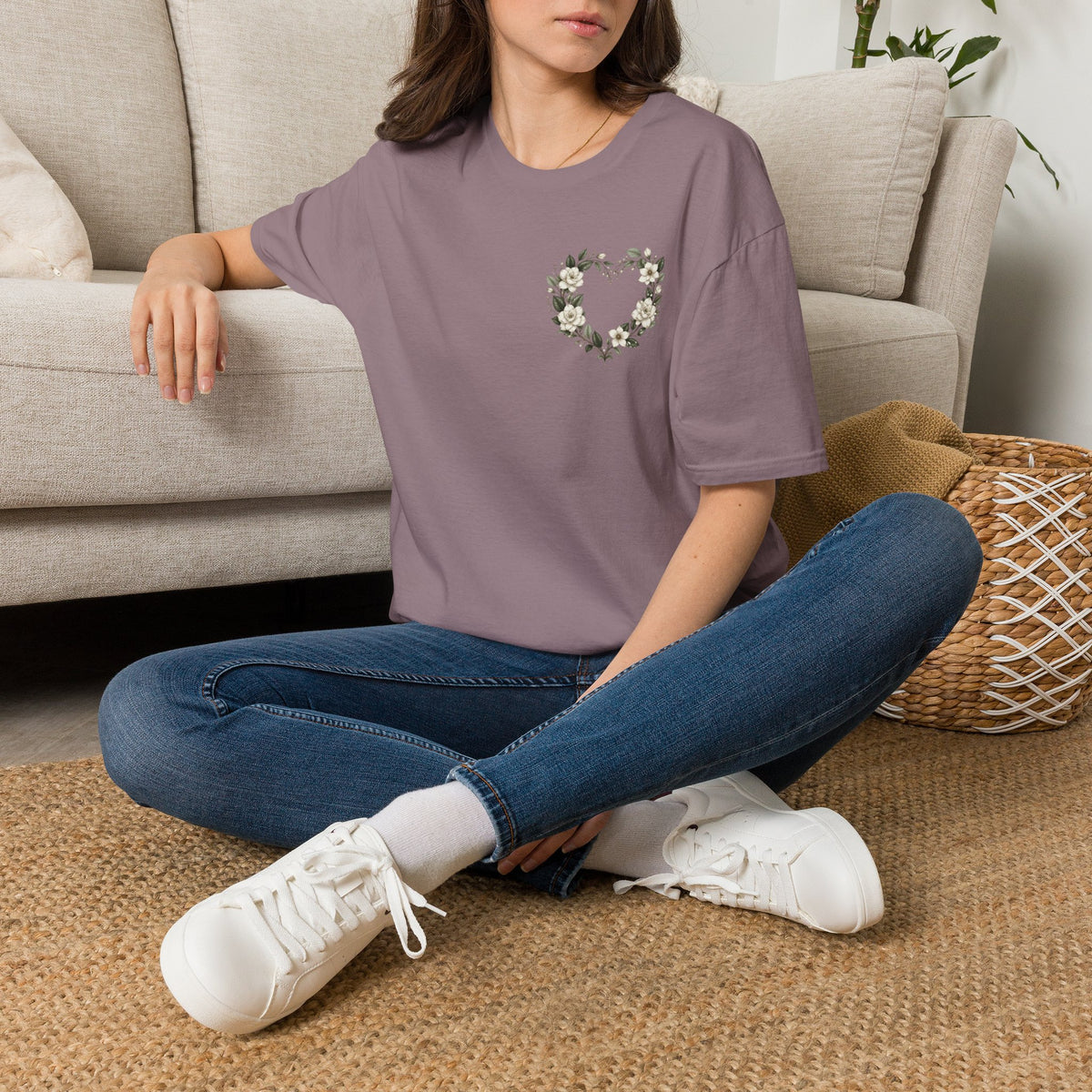 Gardenia Heart Floral Wreath T-Shirt – Botanical