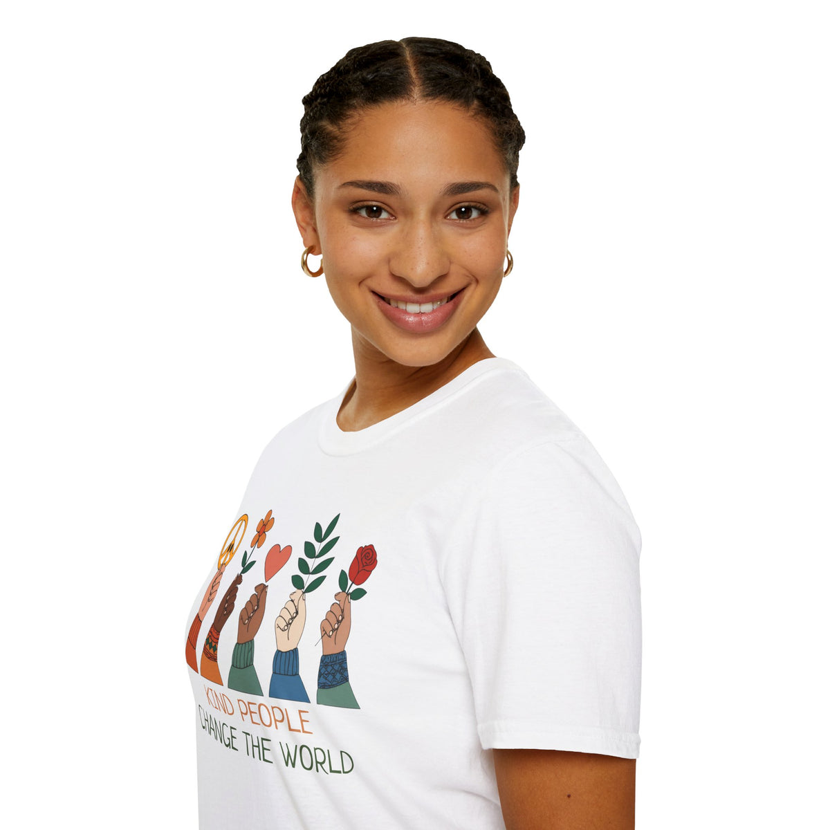 Kind People Change the World T-Shirt | Peace Flower Heart Rose Hands