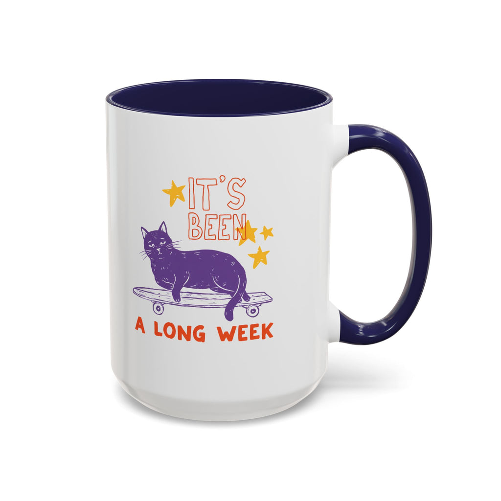 “It’s Been a Long Week” Cat on Skateboard Coffee Mug