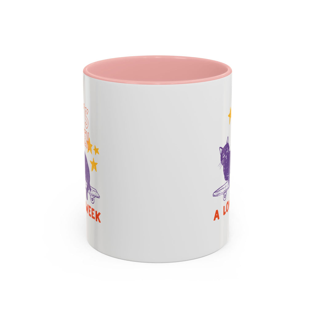 “It’s Been a Long Week” Cat on Skateboard Coffee Mug