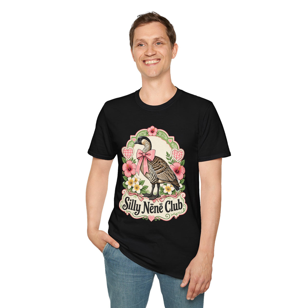 Silly Nēnē Club T-Shirt — Retro Hawaiian Goose Floral