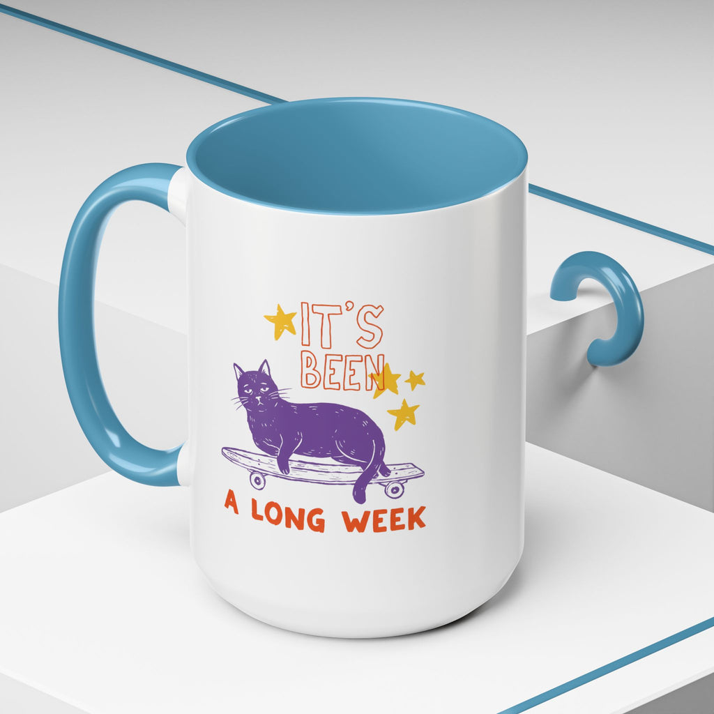 “It’s Been a Long Week” Cat on Skateboard Coffee Mug