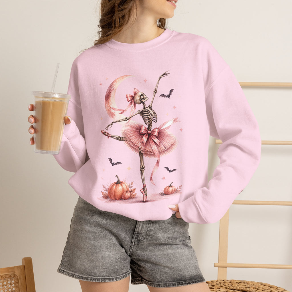 Skeleton Ballerina Ballet Dancer Sweatshirt | Halloween Pumpkin Moon