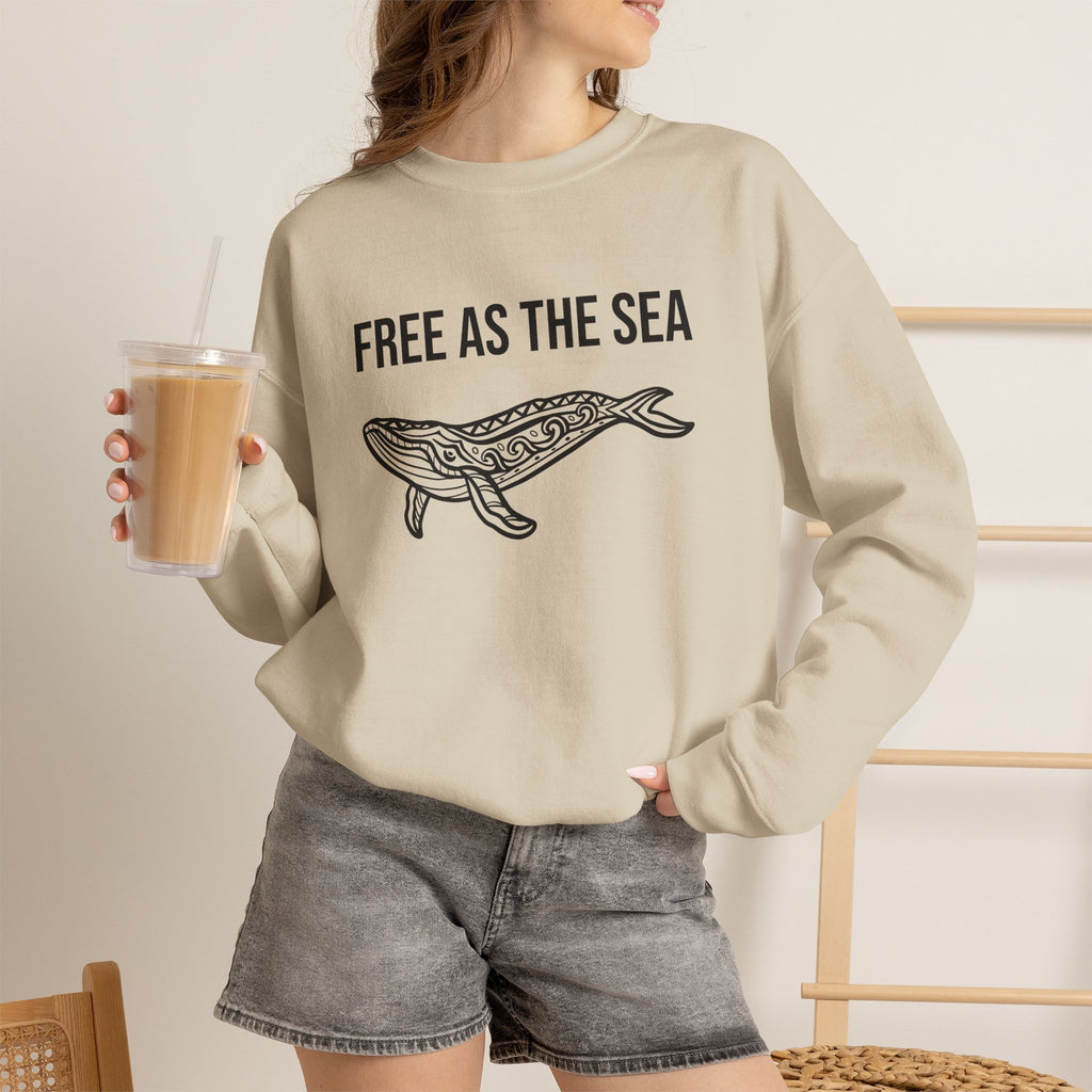 Free As The Sea Whale Sweatshirt – Tribal Ocean Design