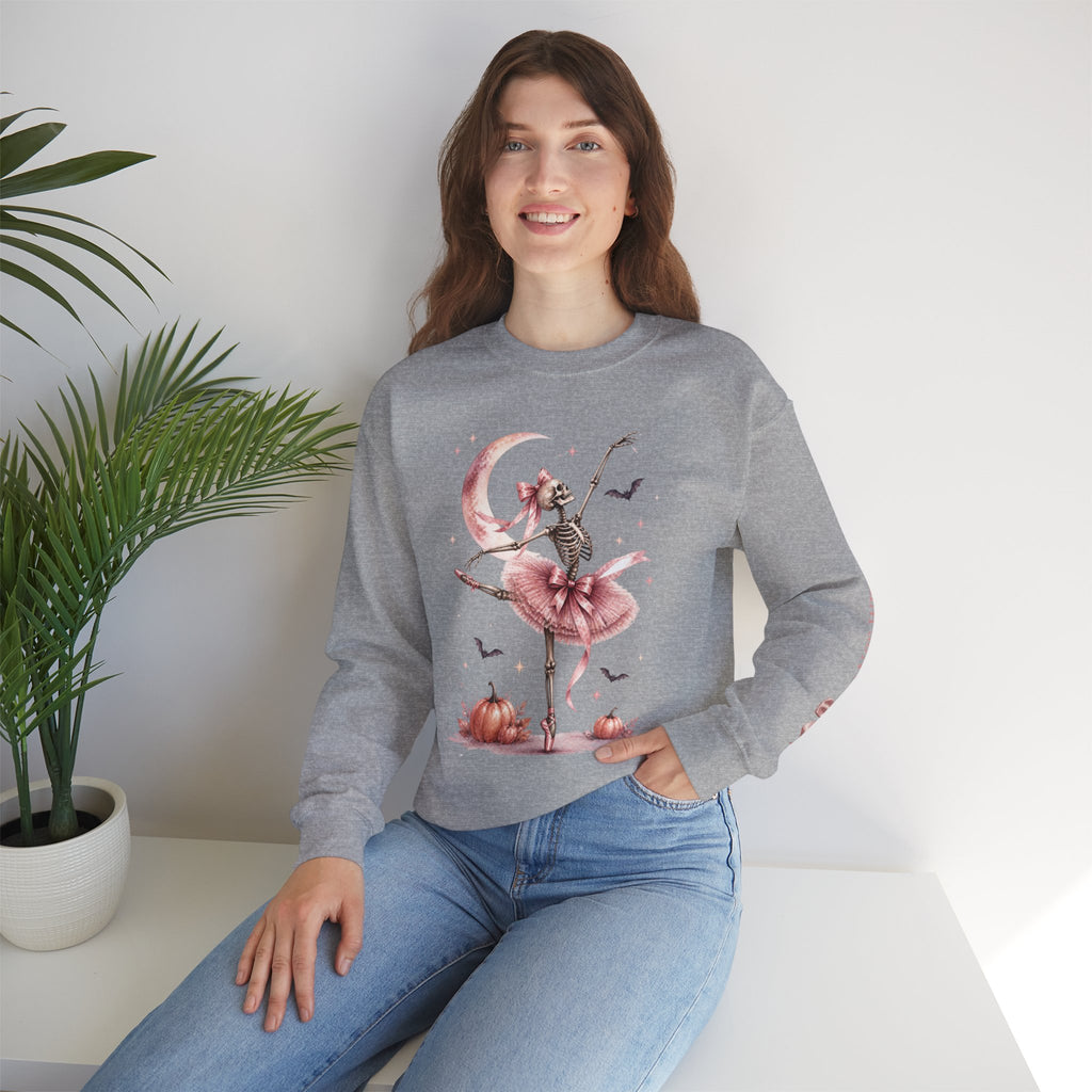 Skeleton Ballerina Ballet Dancer Sweatshirt | Halloween Pumpkin Moon