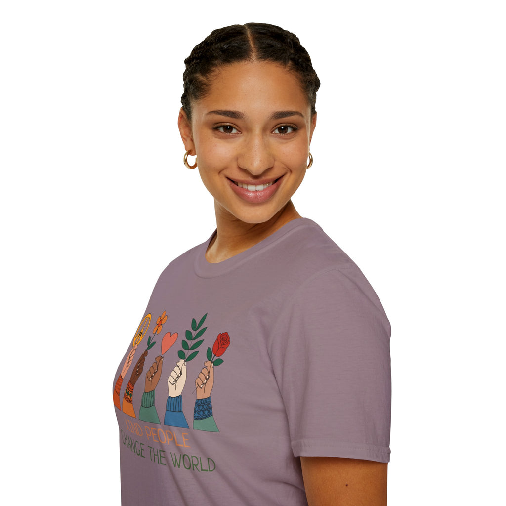 Kind People Change the World T-Shirt | Peace Flower Heart Rose Hands