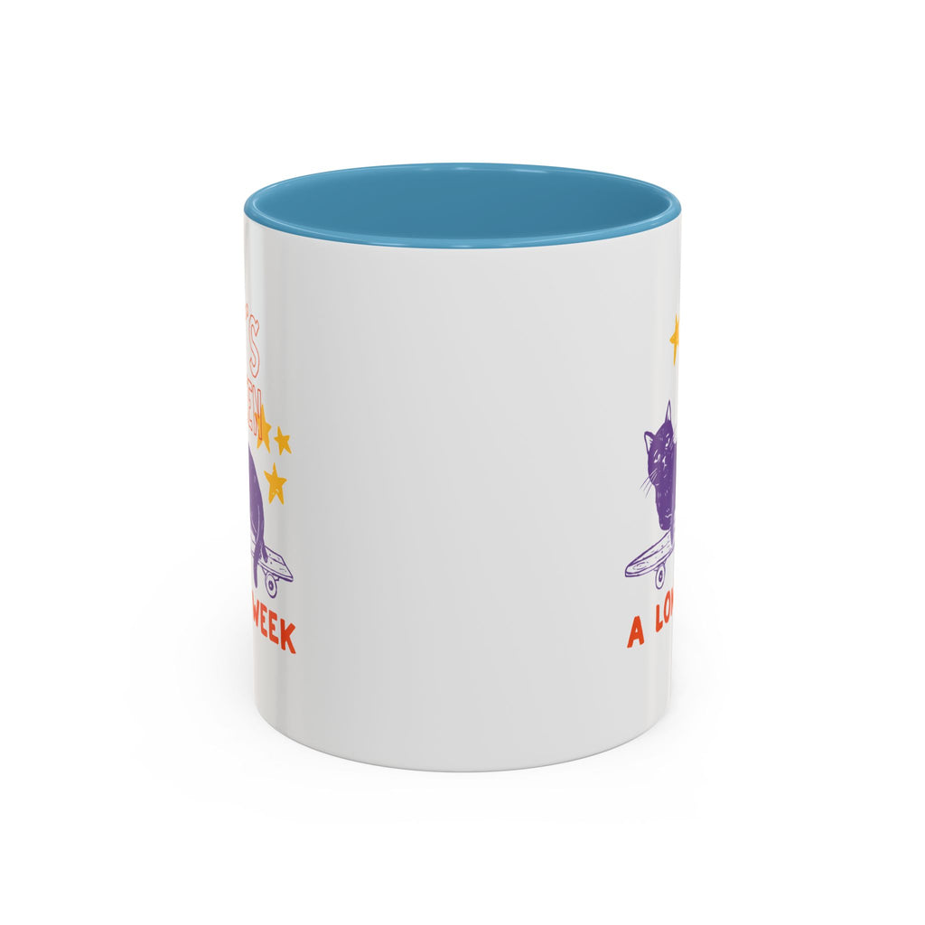 “It’s Been a Long Week” Cat on Skateboard Coffee Mug