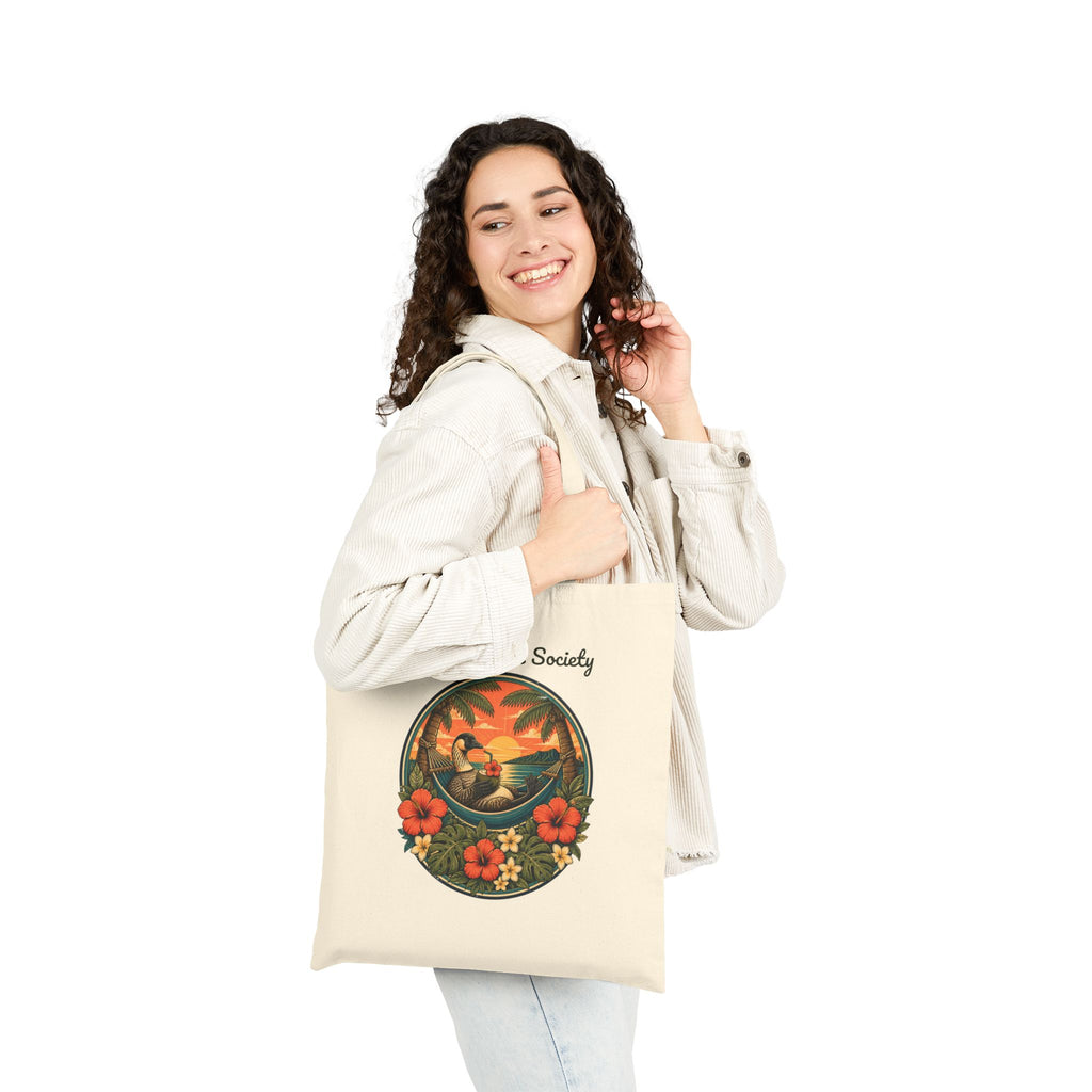 Island Nēnē Canvas Tote – Tropical Sunset Floral Design