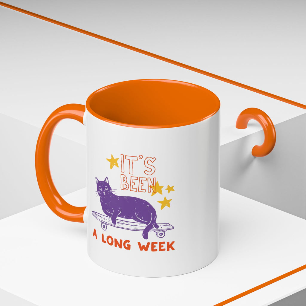 “It’s Been a Long Week” Cat on Skateboard Coffee Mug