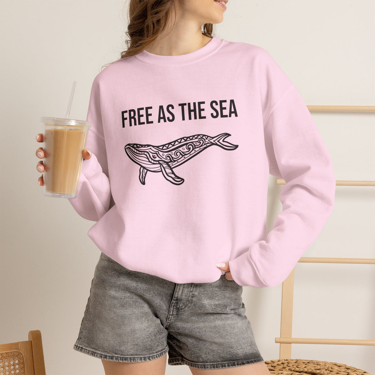 Free As The Sea Whale Sweatshirt – Tribal Ocean Design