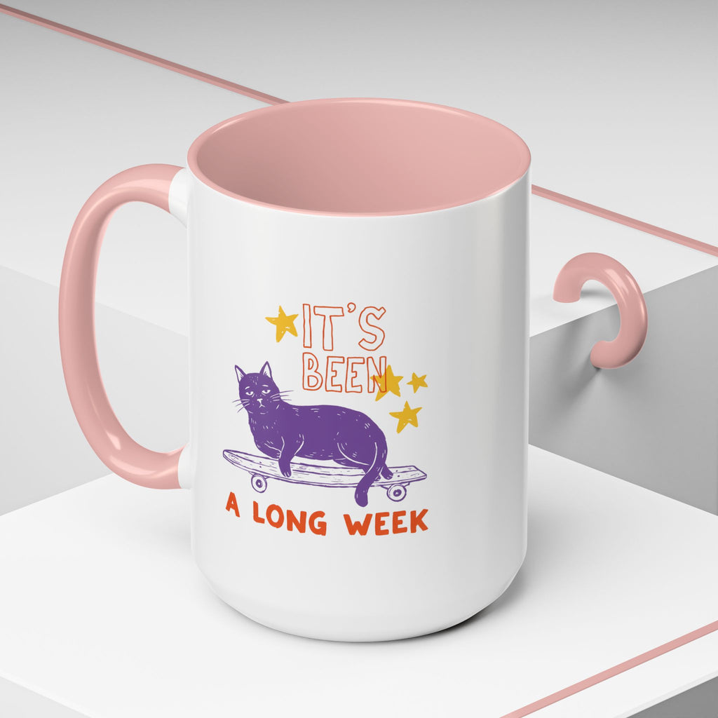 “It’s Been a Long Week” Cat on Skateboard Coffee Mug