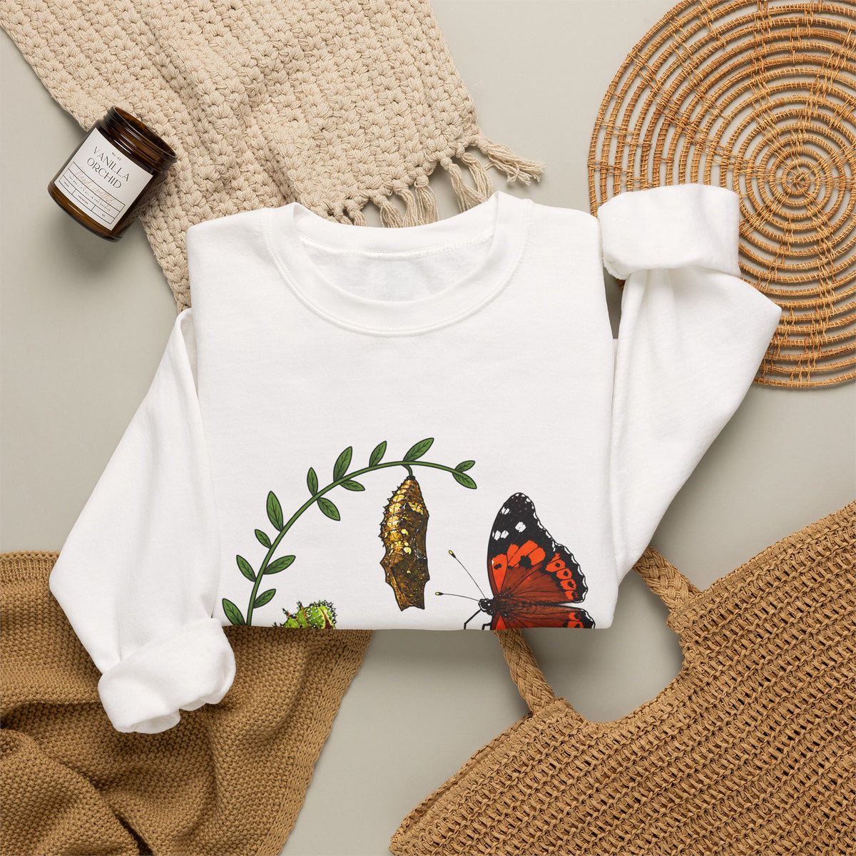 “Give Yourself Time” Butterfly Metamorphosis Crewneck