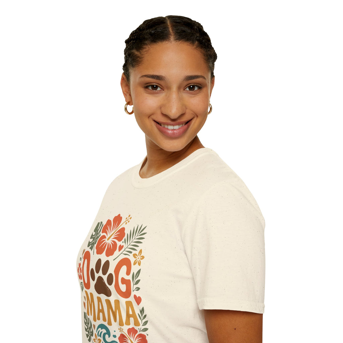 “DOG MAMA” Floral Paw Print Tropical Tee