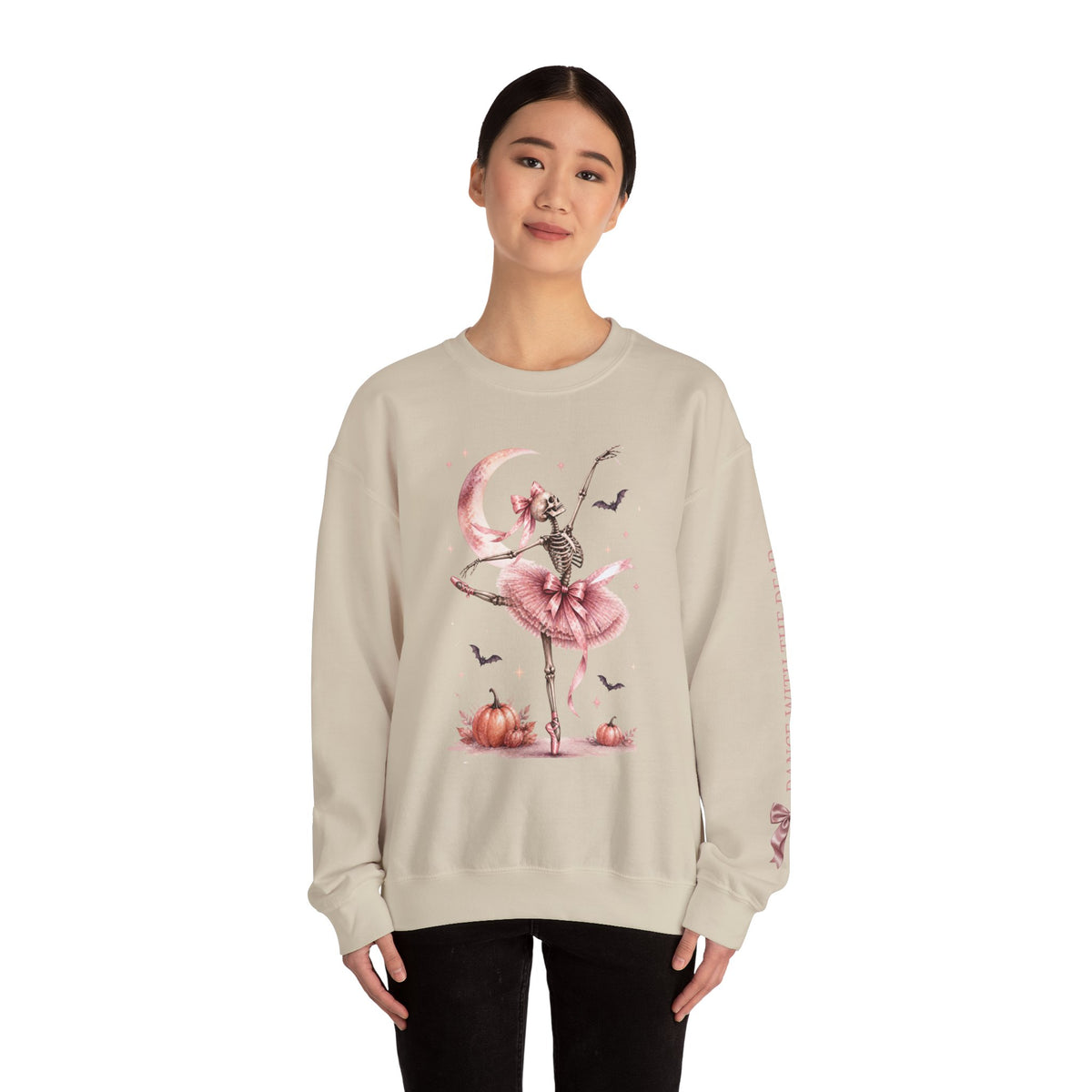 Skeleton Ballerina Ballet Dancer Sweatshirt | Halloween Pumpkin Moon