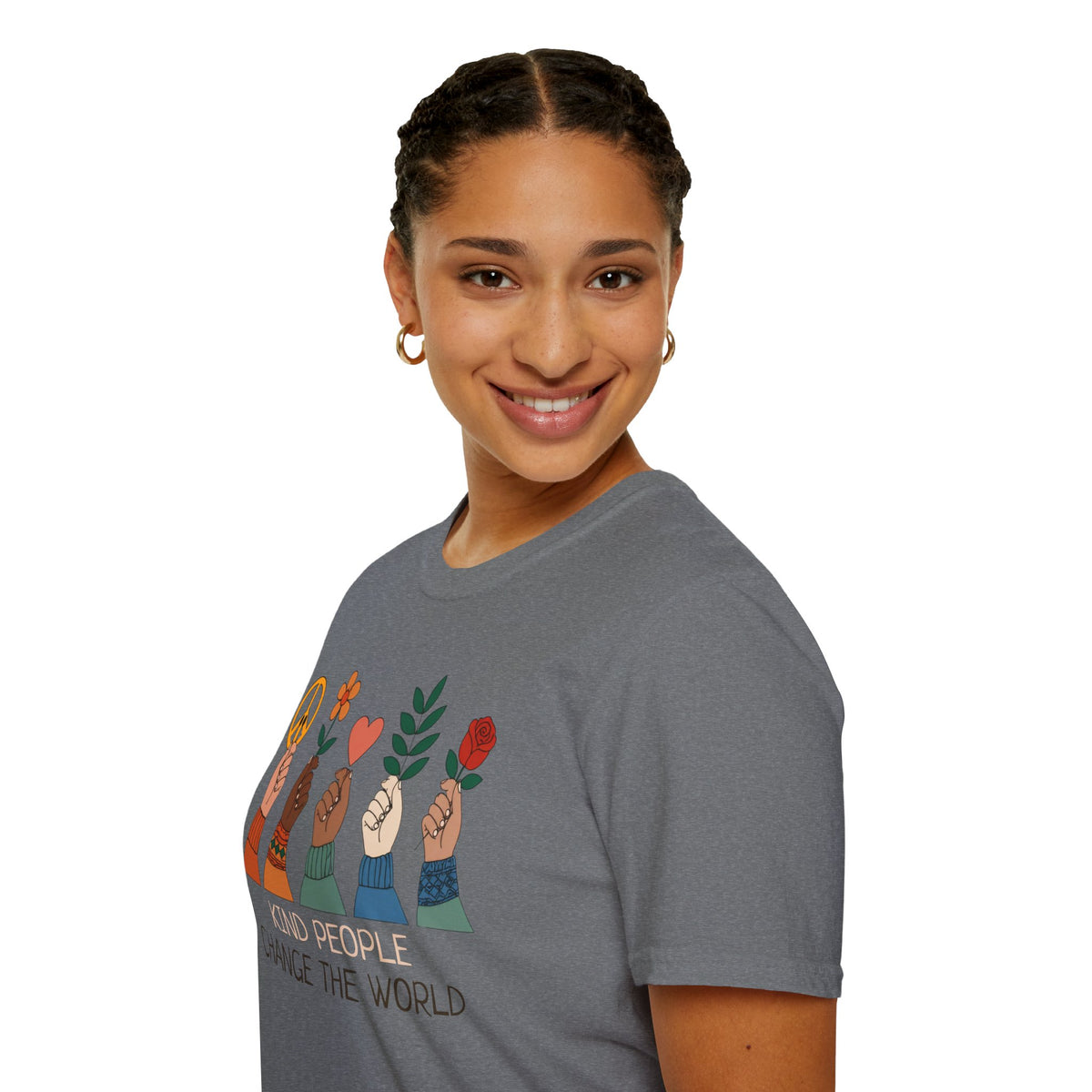 Kind People Change the World T-Shirt | Peace Flower Heart Rose Hands