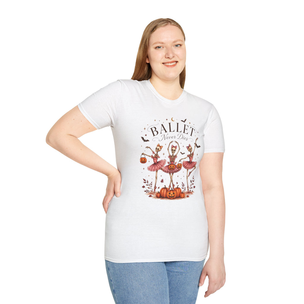 Ballet Never Dies T-Shirt | Halloween Skeleton Ballerina