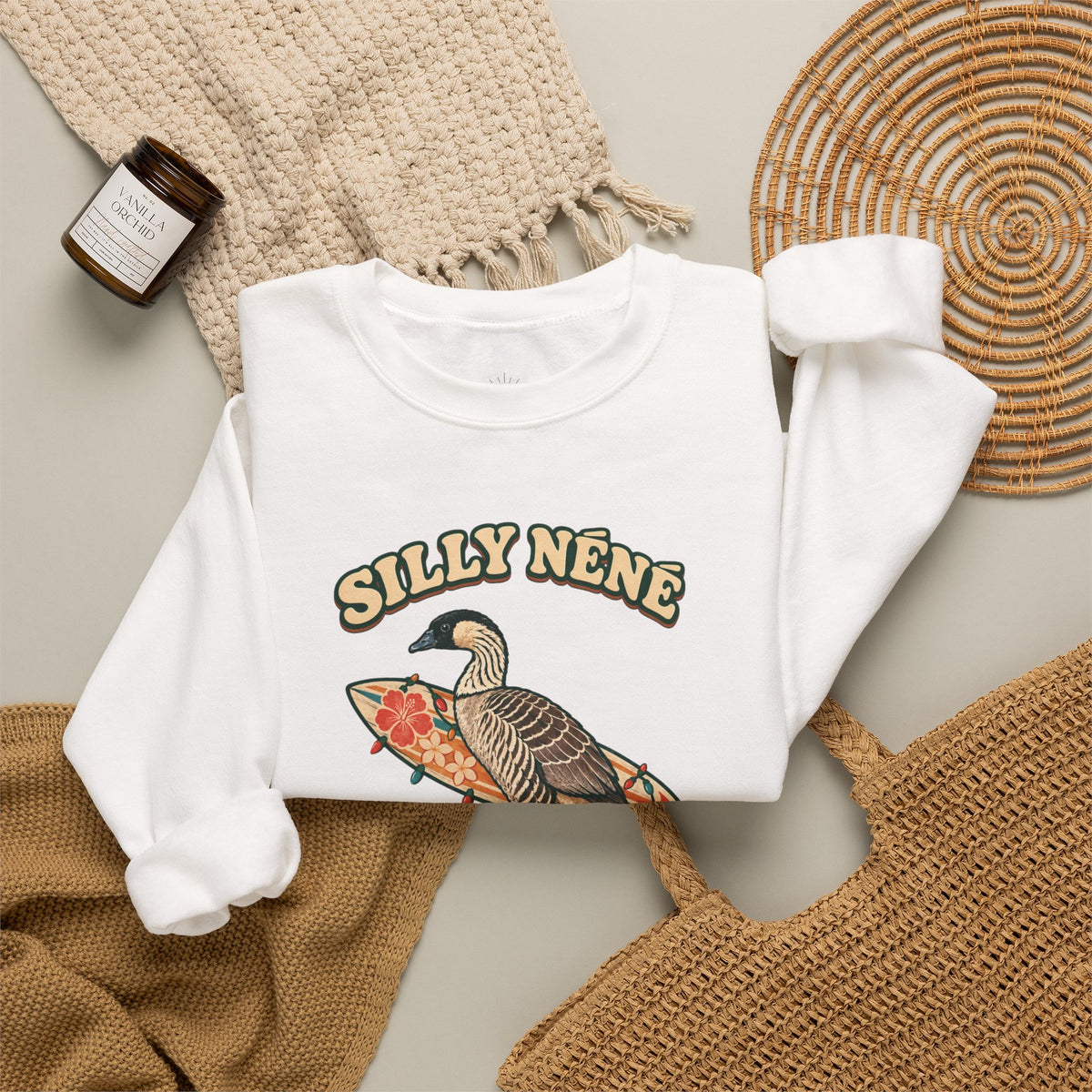 Silly Nēnē Surf Club Christmas Crewneck Sweatshirt – Hawaiian Goose Holiday Sweatshirt