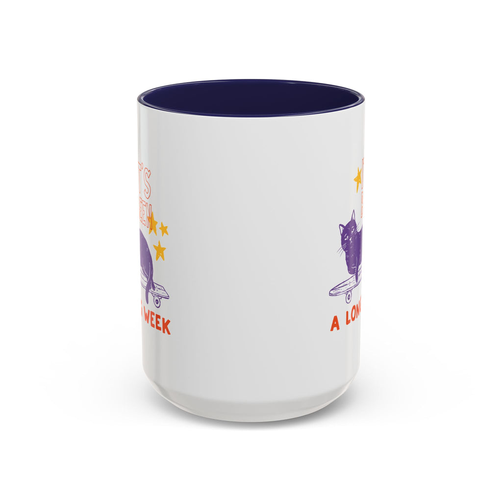 “It’s Been a Long Week” Cat on Skateboard Coffee Mug