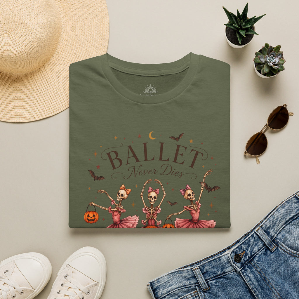 Ballet Never Dies T-Shirt | Halloween Skeleton Ballerina