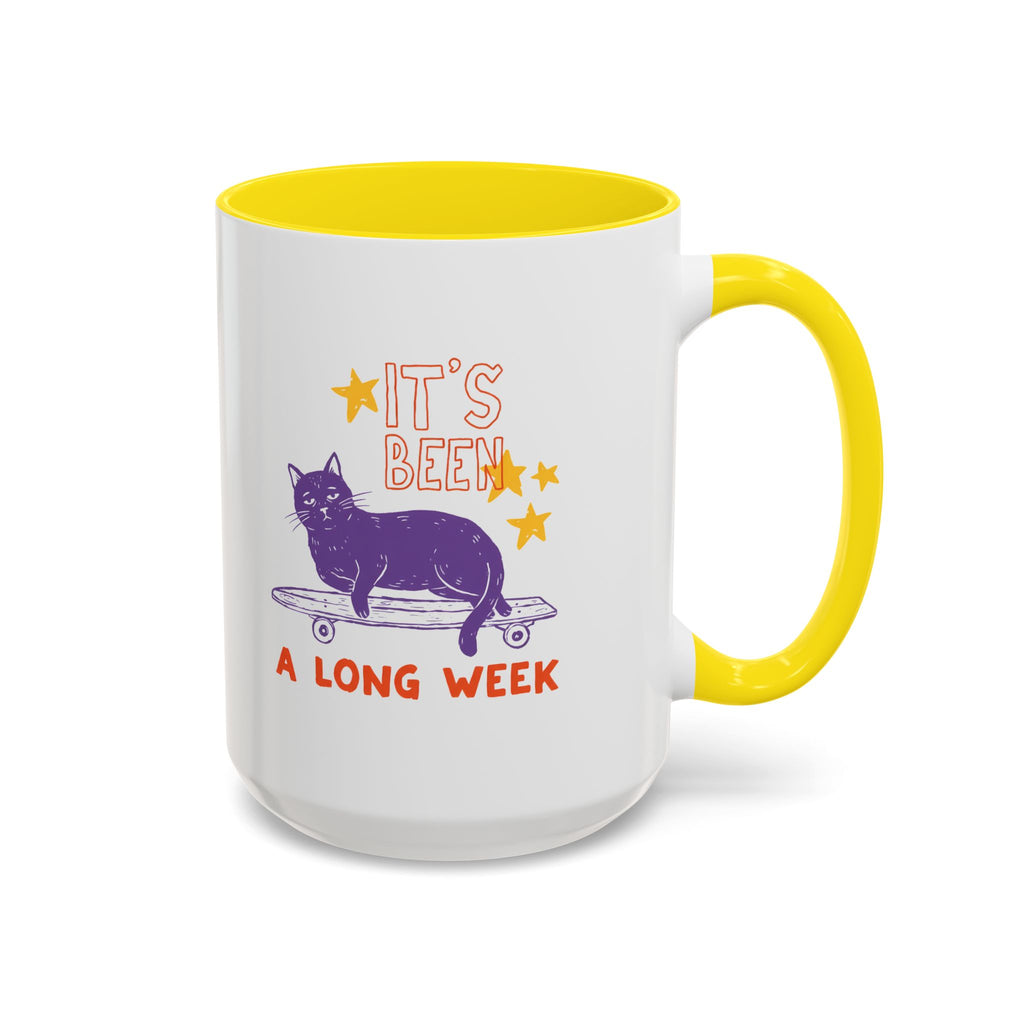 “It’s Been a Long Week” Cat on Skateboard Coffee Mug