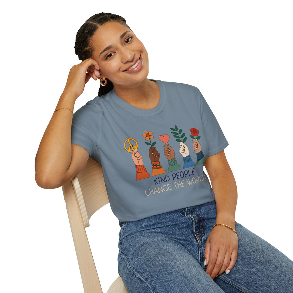 Kind People Change the World T-Shirt | Peace Flower Heart Rose Hands