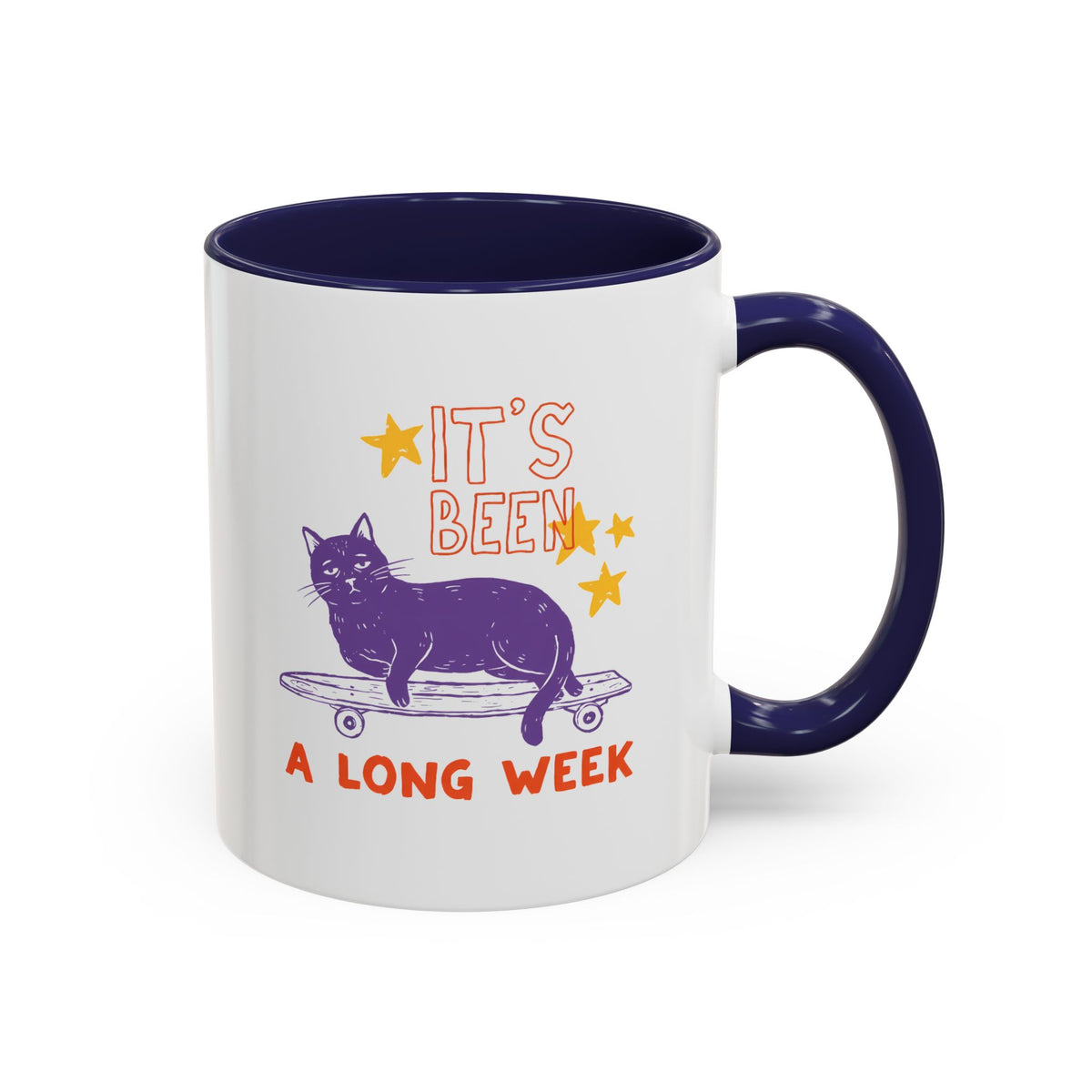 “It’s Been a Long Week” Cat on Skateboard Coffee Mug