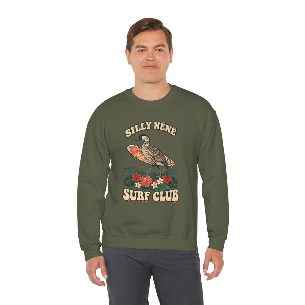 Silly Nēnē Surf Club Christmas Crewneck Sweatshirt – Hawaiian Goose Holiday Sweatshirt