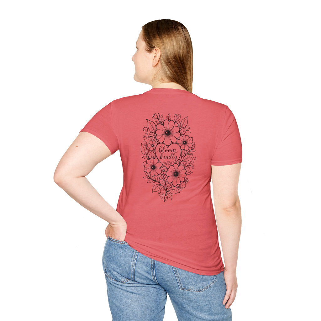 Bloom Kindly Floral Heart T-Shirt – Daisy Line Art