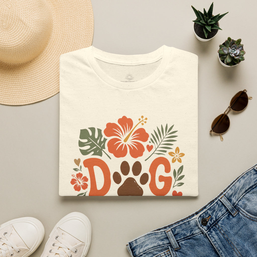 “DOG MAMA” Floral Paw Print Tropical Tee
