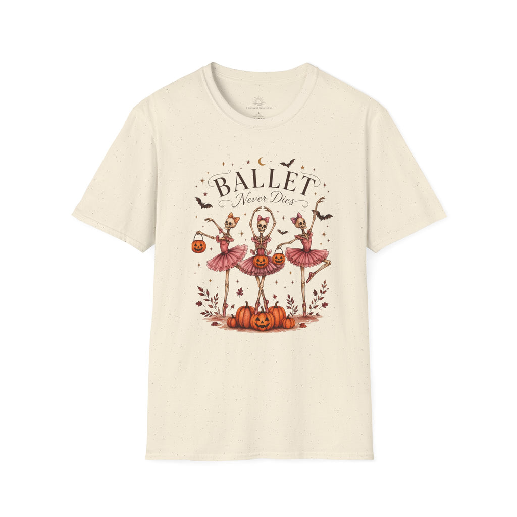 Ballet Never Dies T-Shirt | Halloween Skeleton Ballerina