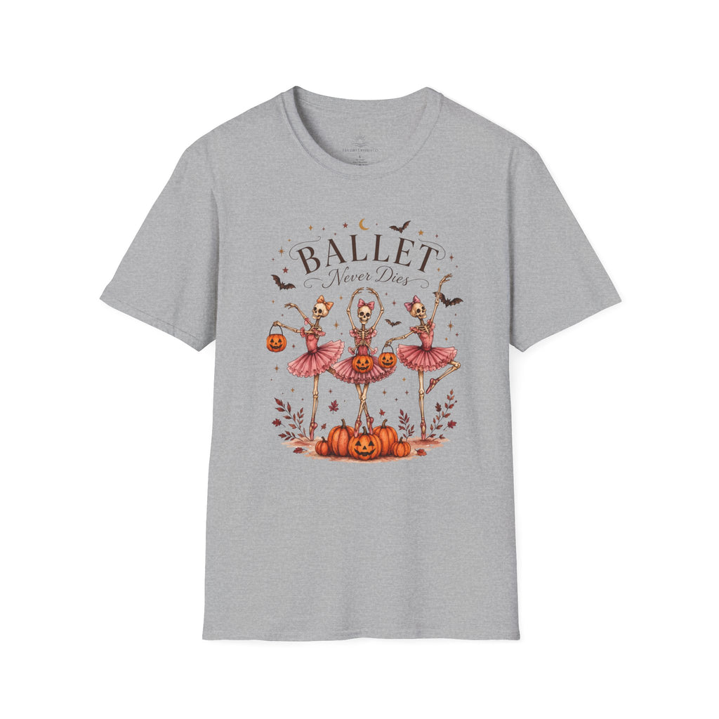 Ballet Never Dies T-Shirt | Halloween Skeleton Ballerina