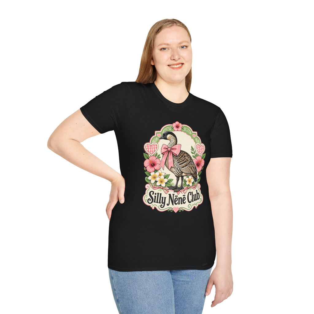Silly Nēnē Club T-Shirt — Retro Hawaiian Goose Floral
