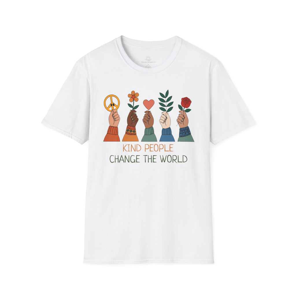 Kind People Change the World T-Shirt | Peace Flower Heart Rose Hands
